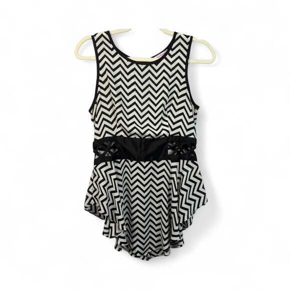 Eye Candy Tops - Eye Candy Black White Striped Knit Tank Top